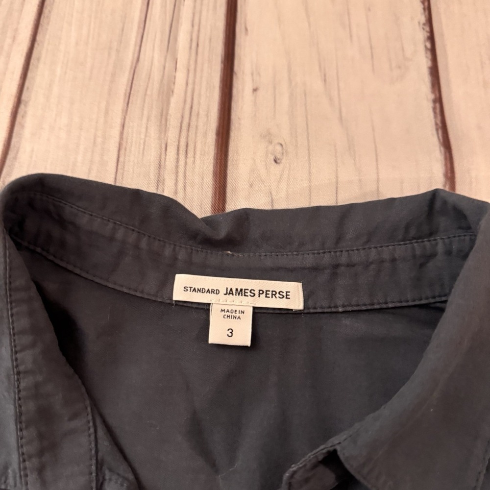 James Perse Three-Quarter Sleeve Button-Up Shirt Top Size 3 Blue Noir Women's - Picture 6 of 12